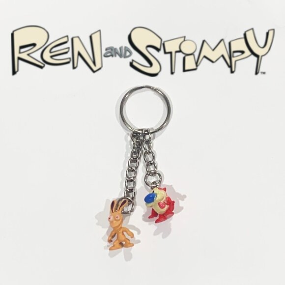 Ren & Stimpy Duo Keychain – 3.75 Inch Collectible Cartoon Keychain - Picture 1 of 6